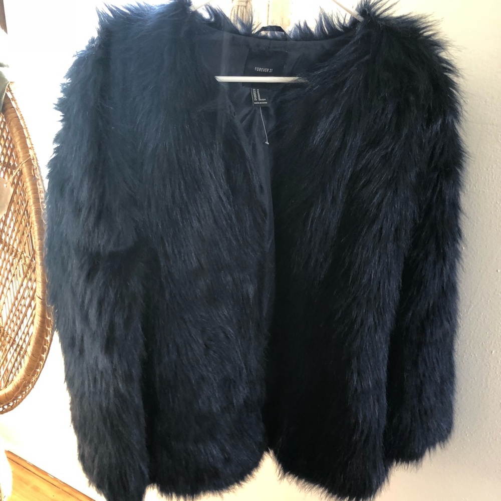 Blue fur coat